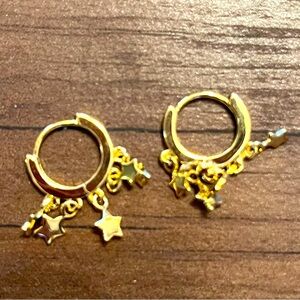 Celestial Sense Gold Star Rain Huggies Earrings